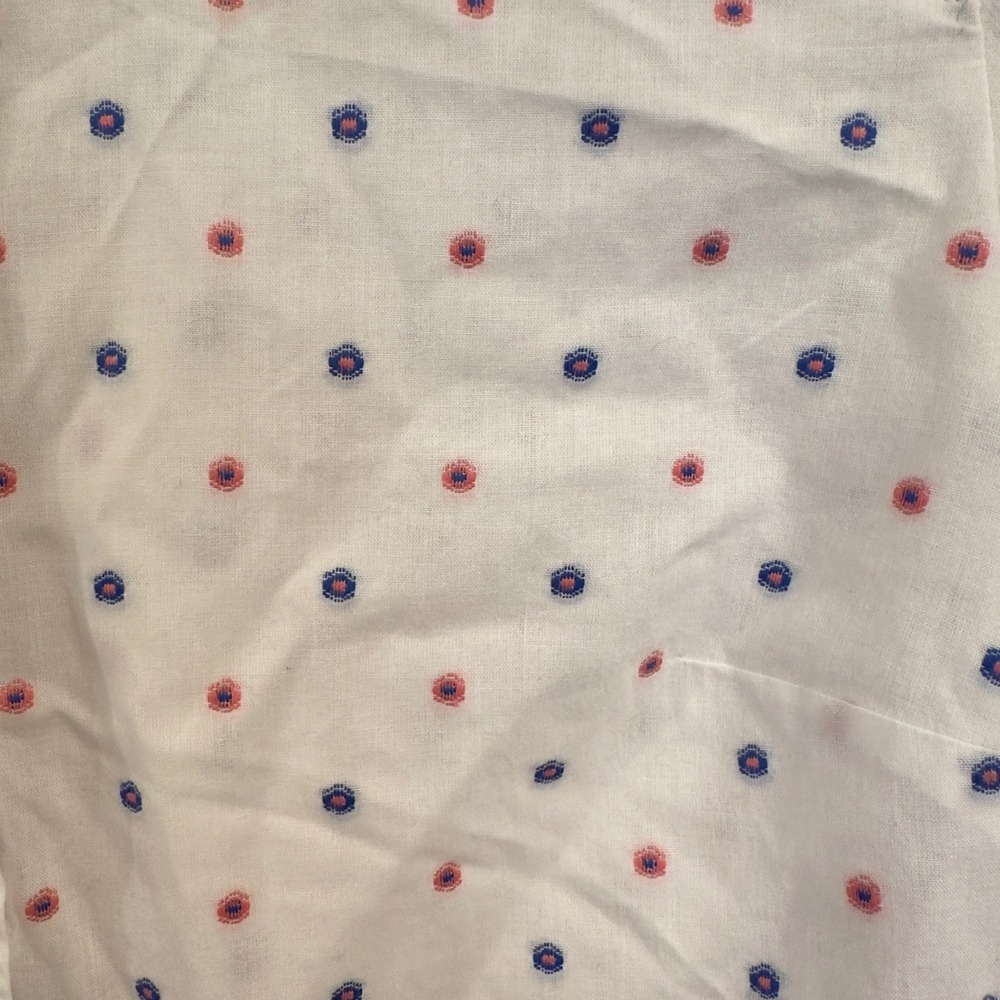 Talbots Womens Small White Cotton Button Down Shirt Red Blue Geometric Dot Print - Picture 5 of 8